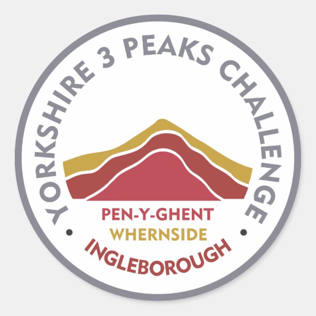 Adesivo Redondo Yorkshire 3 Peaks Challenge Hiking Route (Frente)