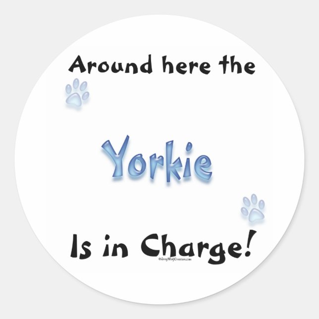 Adesivo Redondo Yorkshire Terrier Charge Sticker (Frente)