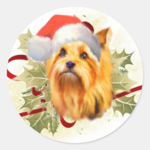 Adesivo Redondo Yorkshire Terrier Christmas Stickers