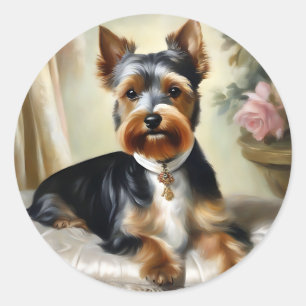 Adesivo Redondo Yorkshire Terrier Cute Dog