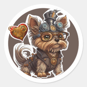 Adesivo Redondo Yorkshire Terrier Dog
