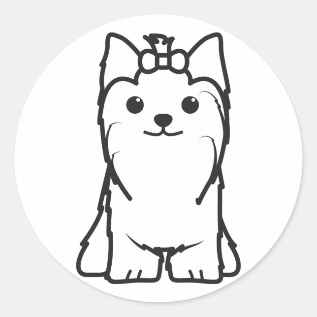 Adesivo Redondo Yorkshire Terrier Dog Cartoon (Frente)