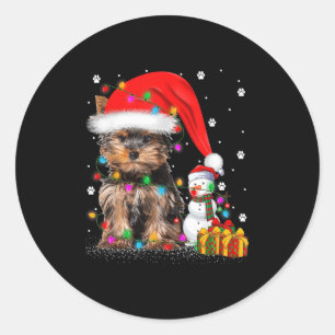 Adesivo Redondo Yorkshire Terrier Dog Papais noeis das Luzes de Na