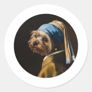 Adesivo Redondo Yorkshire Terrier Inspirado em Retrato Clássico de
