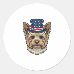 Adesivo Redondo Yorkshire Terrier Patriótico Vintage
