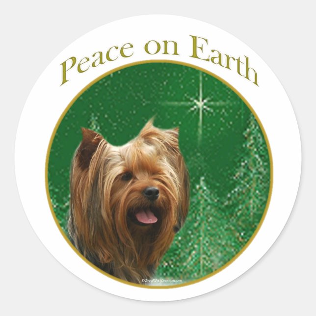 Adesivo Redondo Yorkshire Terrier Peace (Frente)