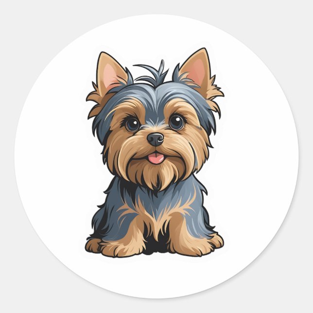 Adesivo Redondo Yorkshire Terrier Sticker (Frente)