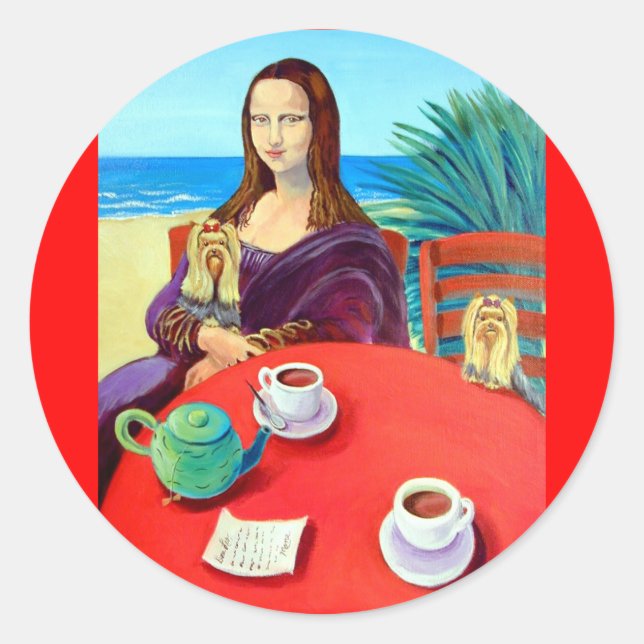 Adesivo Redondo Yorkshire Terrier Stickers (Frente)