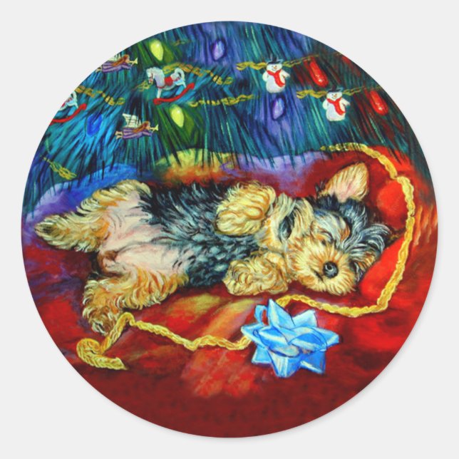 Adesivo Redondo Yorkshire Terrier Stickers (Frente)