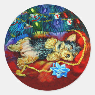 Adesivo Redondo Yorkshire Terrier Stickers