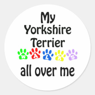 Adesivo Redondo Yorkshire Terrier Walks Design