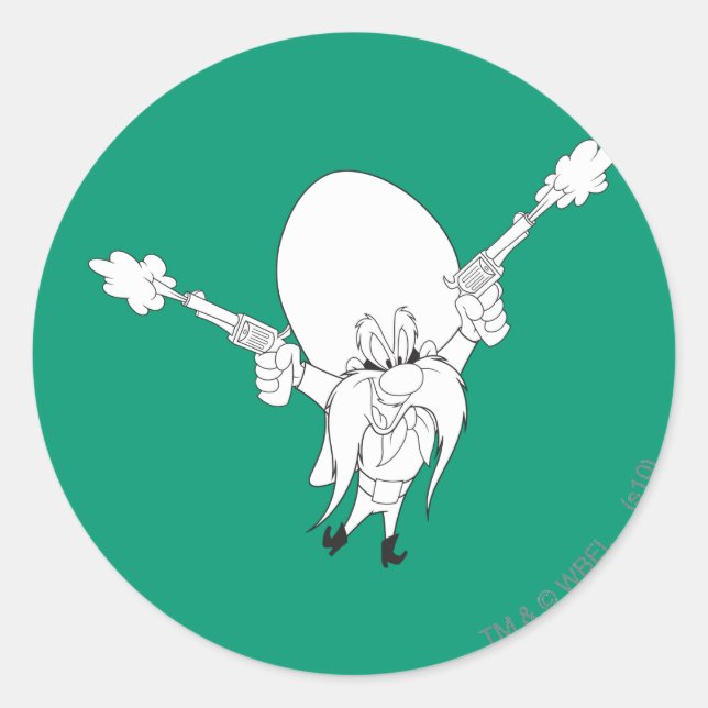 Adesivo Redondo Yosemite Sam Guns Blaping (Frente)