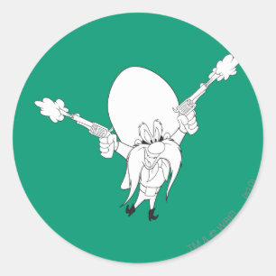 Adesivo Redondo Yosemite Sam Guns Blaping