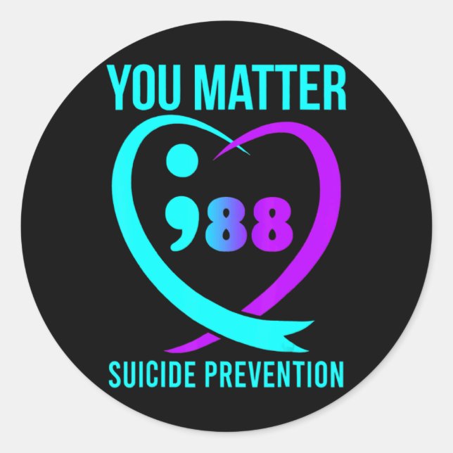 Adesivo Redondo You 988 Suicide Prevention Awareneess  (Frente)