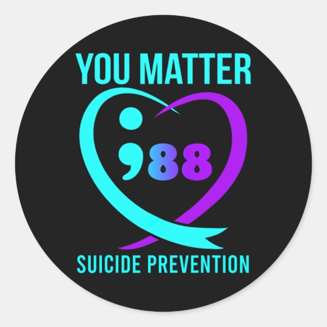 Adesivo Redondo You 988 Suicide Prevention Awareness  (Frente)