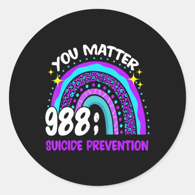 Adesivo Redondo You 988 Suicide Prevention Awareness Leopar  (Frente)
