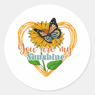 Adesivo Redondo You Are My Sunshine Sunflower Butterfly