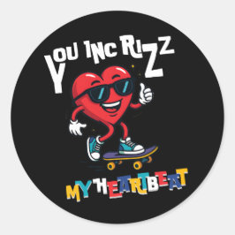Adesivo Redondo You Inc Rizz my Heartbeat - Cute skateboard heart