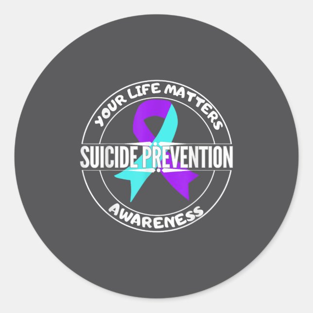 Adesivo Redondo You Life S Suicide Prevention Awareness Teal Purpl (Frente)