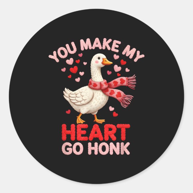 Adesivo Redondo You Make My Heart Go Honk Goose Faux Yarn Loving G (Frente)