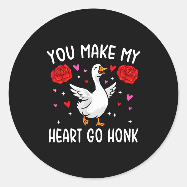 Adesivo Redondo You Make My Heart Go Honk Valentine Goose  (Frente)
