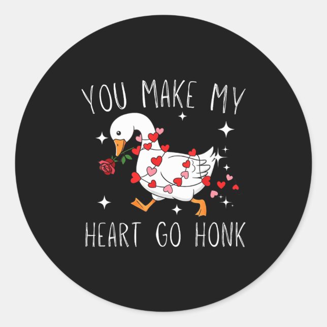 Adesivo Redondo You Make My Heart Go Honk Valentine Goose  (Frente)