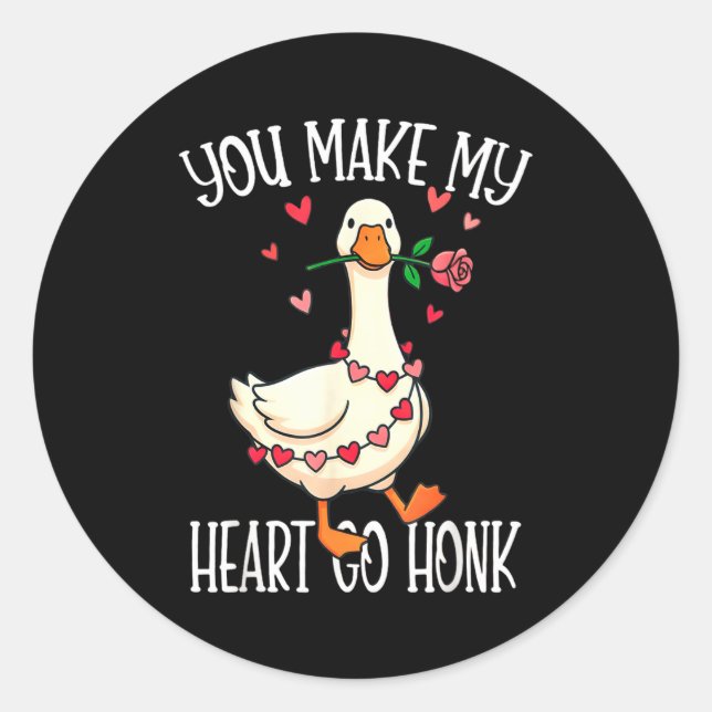 Adesivo Redondo You Make My Heart Go Honk Valentine Goose  (Frente)