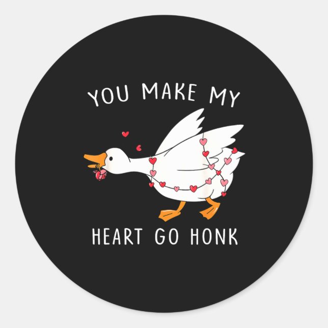 Adesivo Redondo You Make My Heart Go Honk Valentine Goose  (Frente)