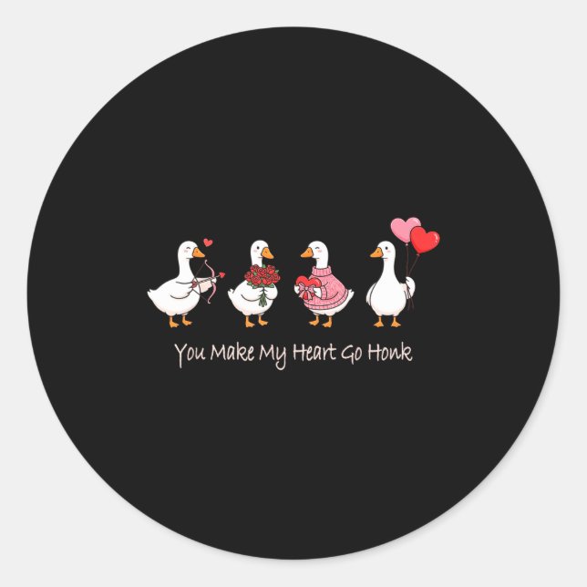 Adesivo Redondo You Make My Heart Go Honk Valentine Goose For Girl (Frente)