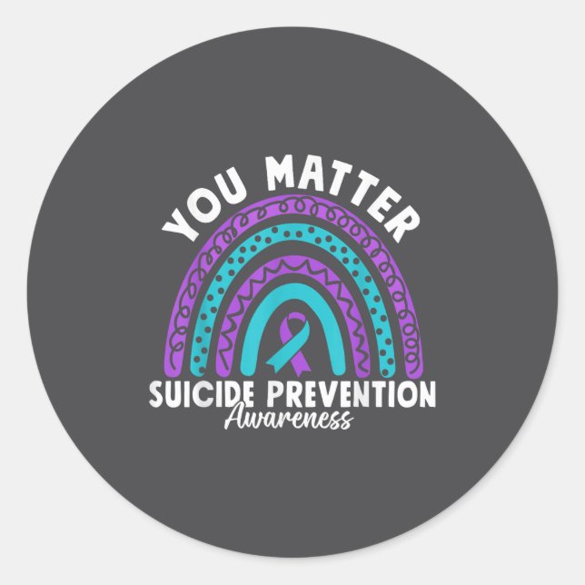 Adesivo Redondo You Suicide Prevention Awareness Teal &amp; Purple (Frente)