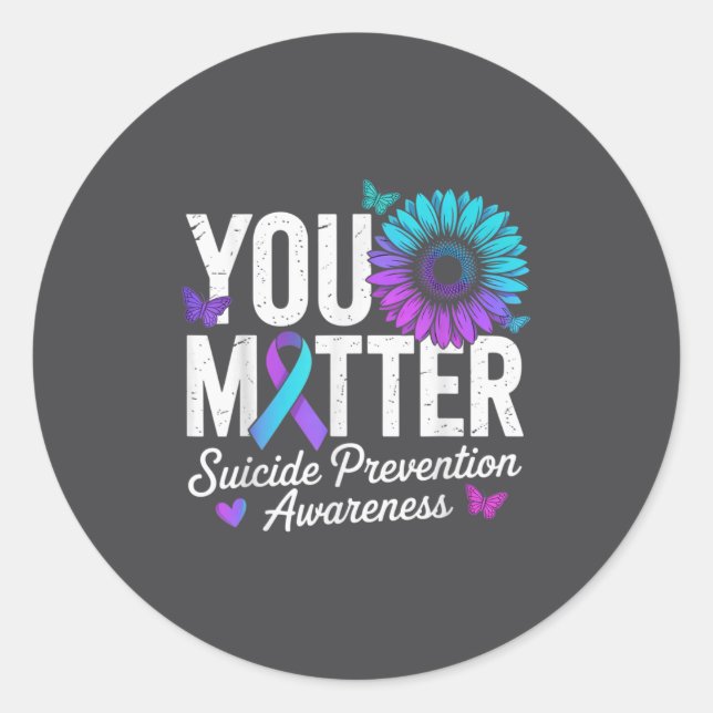 Adesivo Redondo You Suicide Prevention Awareness Teal &amp; Purple (Frente)