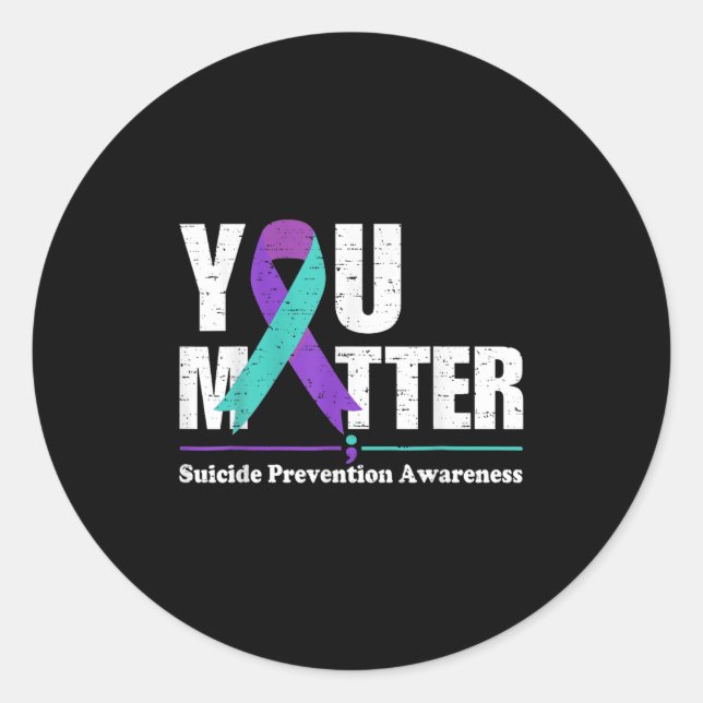 Adesivo Redondo You Suicide Prevention Awareness Teal Purple Ribbo (Frente)