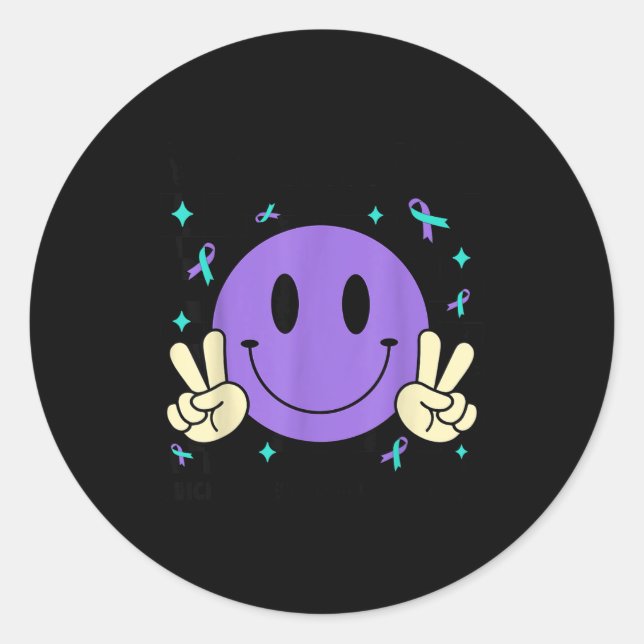 Adesivo Redondo You Teal Purple Ribbon Suicide Prevention Awarenes (Frente)