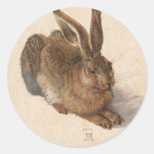 Adesivo Redondo Young Hare   Albrecht Dürer