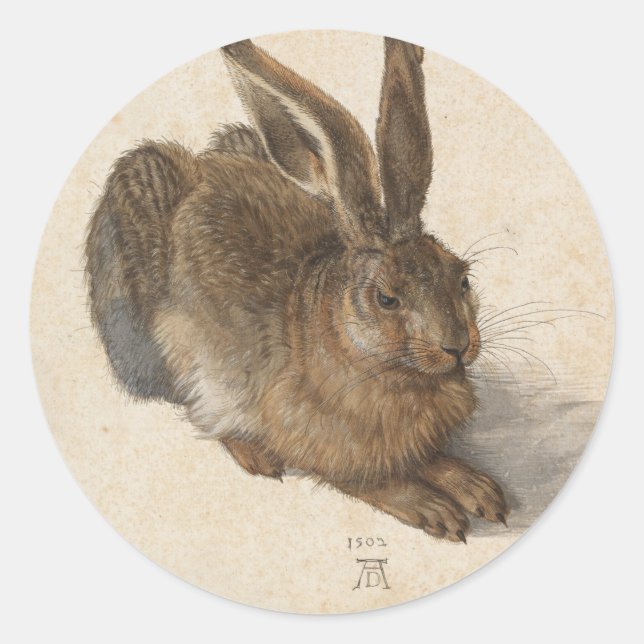 Adesivo Redondo Young Hare | Albrecht Dürer (Frente)
