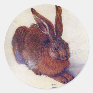 Adesivo Redondo Young Hare de Albrecht Durer, Renaissance Fine Art