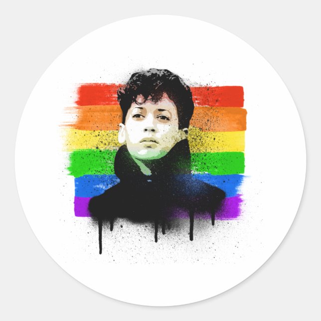 Adesivo Redondo Young Kamala Harris Grafite do Orgulho LGBTQ (Frente)