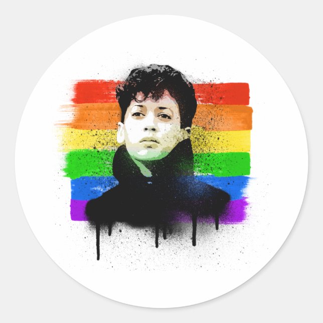 Adesivo Redondo Young Kamala Harris Grafite do Orgulho LGBTQ (Frente)