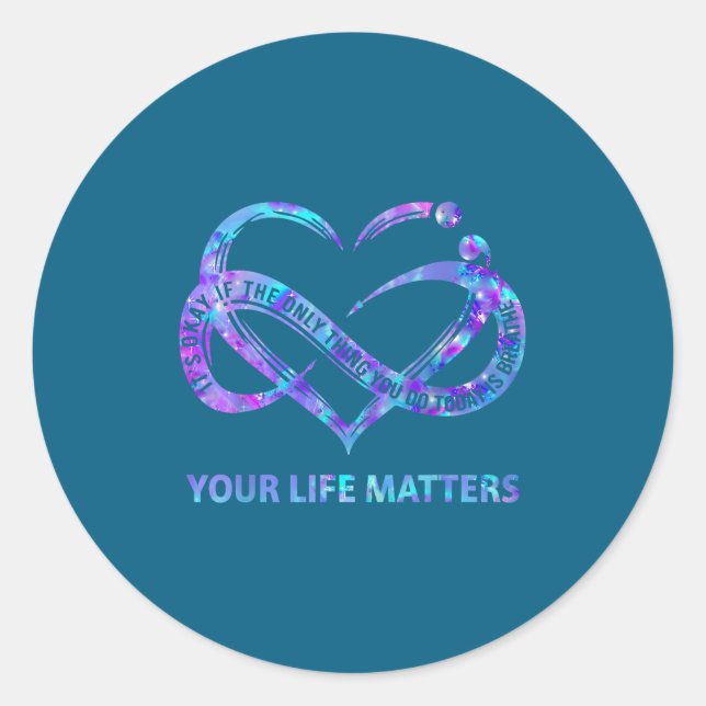 Adesivo Redondo Your Life S Suicide Prevention Awareness Men Women (Frente)