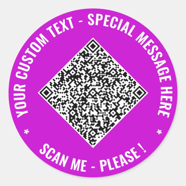 Adesivo Redondo Your QR Code and Custom Text Stickers Example (Frente)