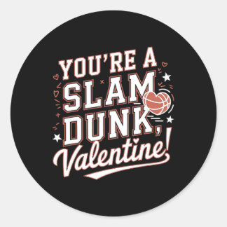 Adesivo Redondo You're A Slam Dunk Valentine Romantic Basketball