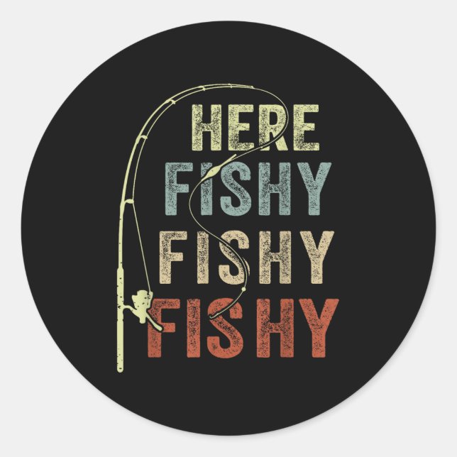 Adesivo Redondo Youth Here-fishy Fishing-shirt Boys Toddler Funny  (Frente)