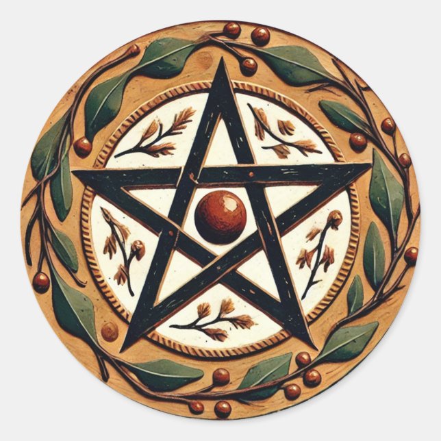 Adesivo Redondo Yule Pentacle (Frente)