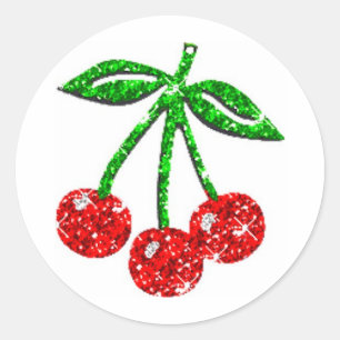 ADESIVO REDONDO YUMMY CHERRIES GLITTER GRAPHICS COMIDA FRUTA