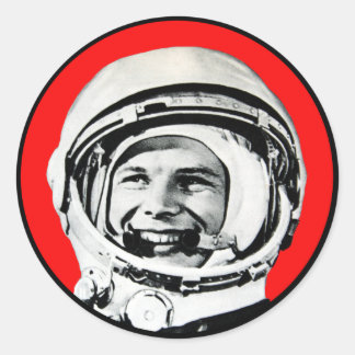 Adesivo Redondo Yuri Gagarin - Herói soviético e Cosmonauta