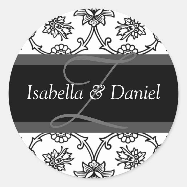 Adesivo Redondo Z Monogramas Para Selos De Convite Para Casamento (Frente)