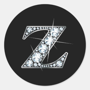 Adesivo Redondo "Z" Vinheta de Bling de Diamond