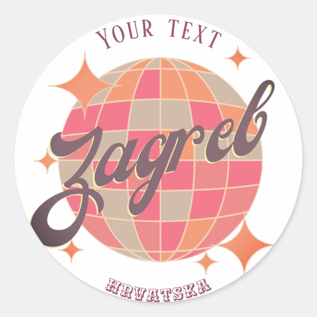 Adesivo Redondo Zagreb Croácia Hrvatska - souvenir de férias (Frente)