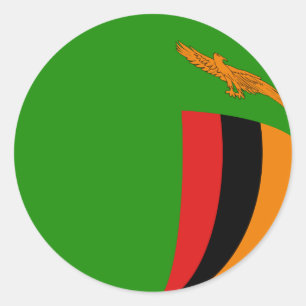 Adesivo Redondo Zambia Fisheye Flag Sticker