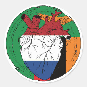 Adesivo Redondo Zambian Zambia Koningsdag Holandês Heart